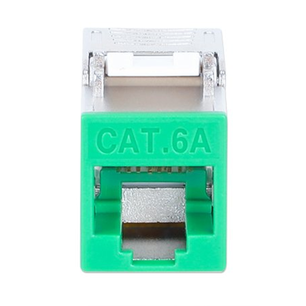 Cat6a 10G Shielded Toolless Slim Keystone Jack, Green