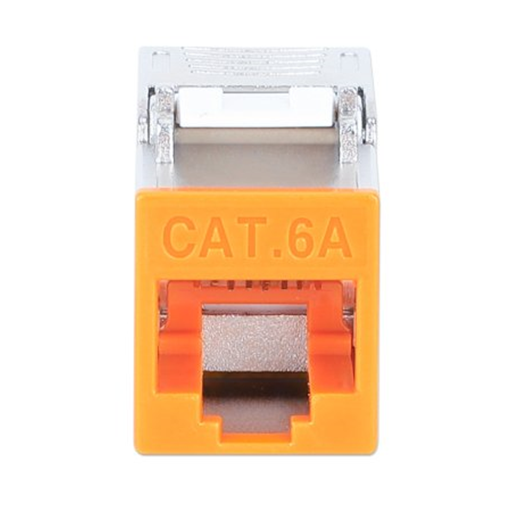 Cat6a 10G Shielded Toolless Slim Keystone Jack, Orange