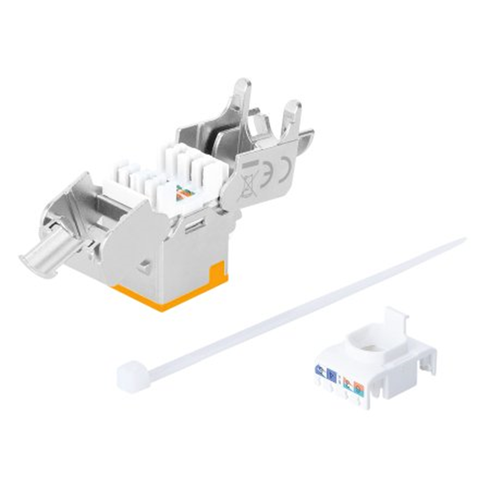 Cat6a 10G Shielded Toolless Slim Keystone Jack, Orange