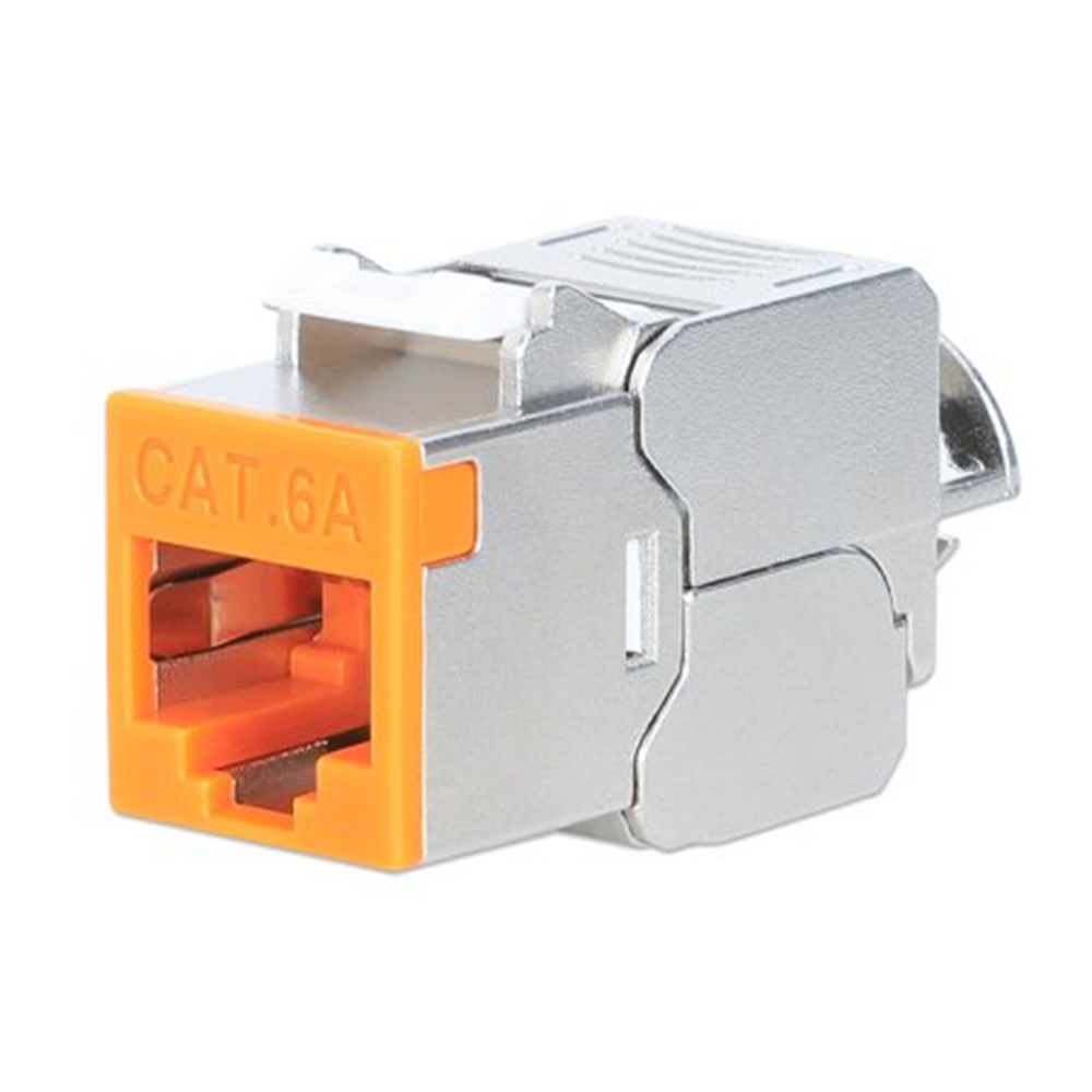 Cat6a 10G Shielded Toolless Slim Keystone Jack, Orange