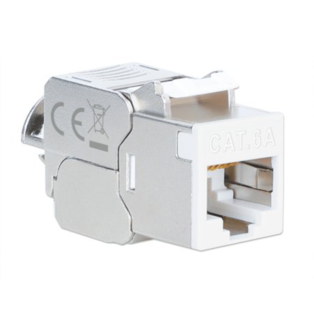 Cat6a 10G Shielded Toolless Slim Keystone Jack, White