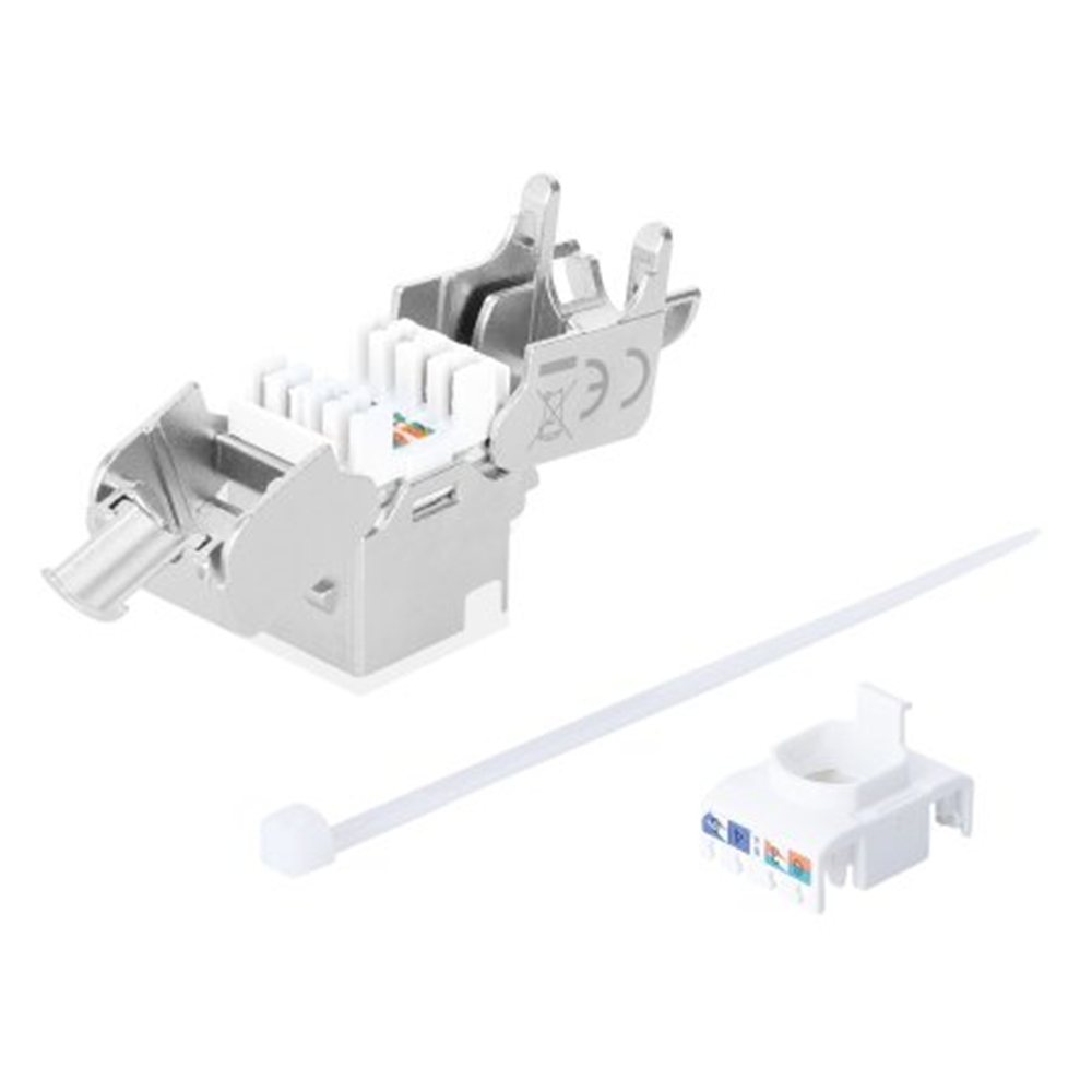 Cat6a 10G Shielded Toolless Slim Keystone Jack, White