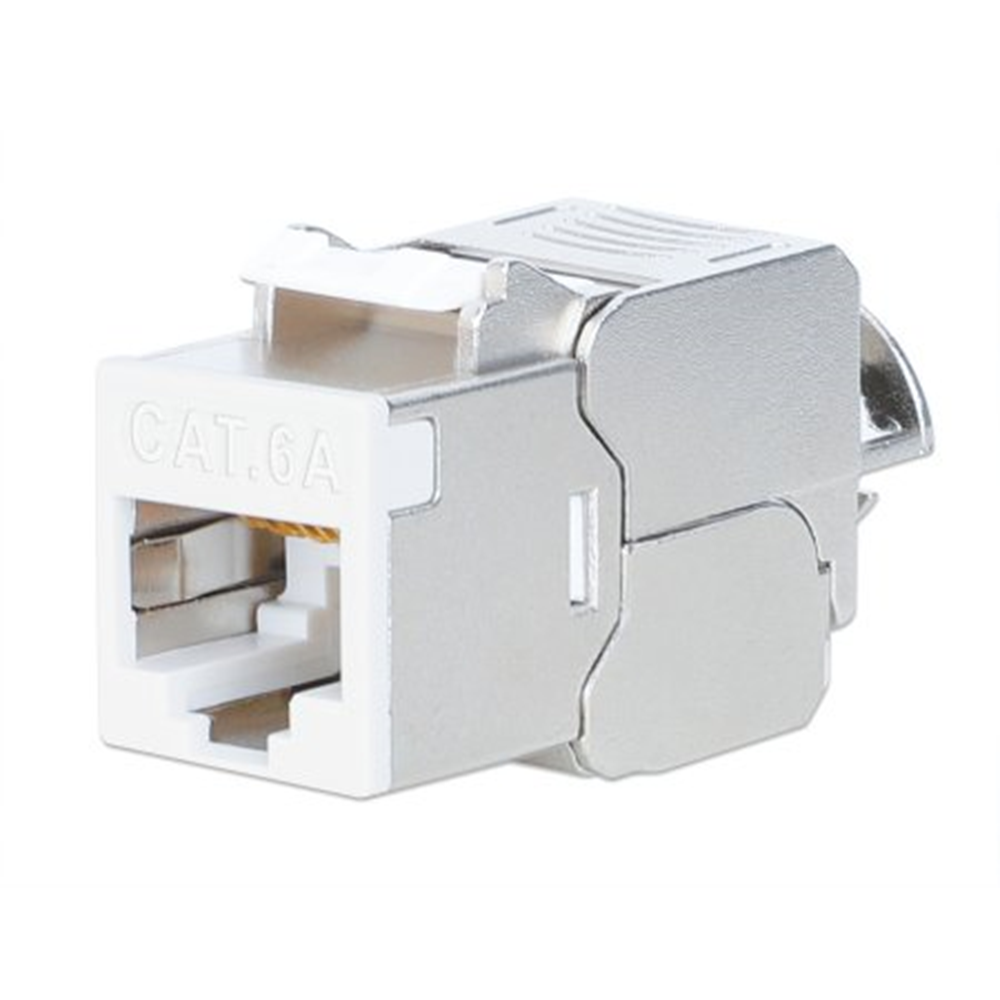 Cat6a 10G Shielded Toolless Slim Keystone Jack, White