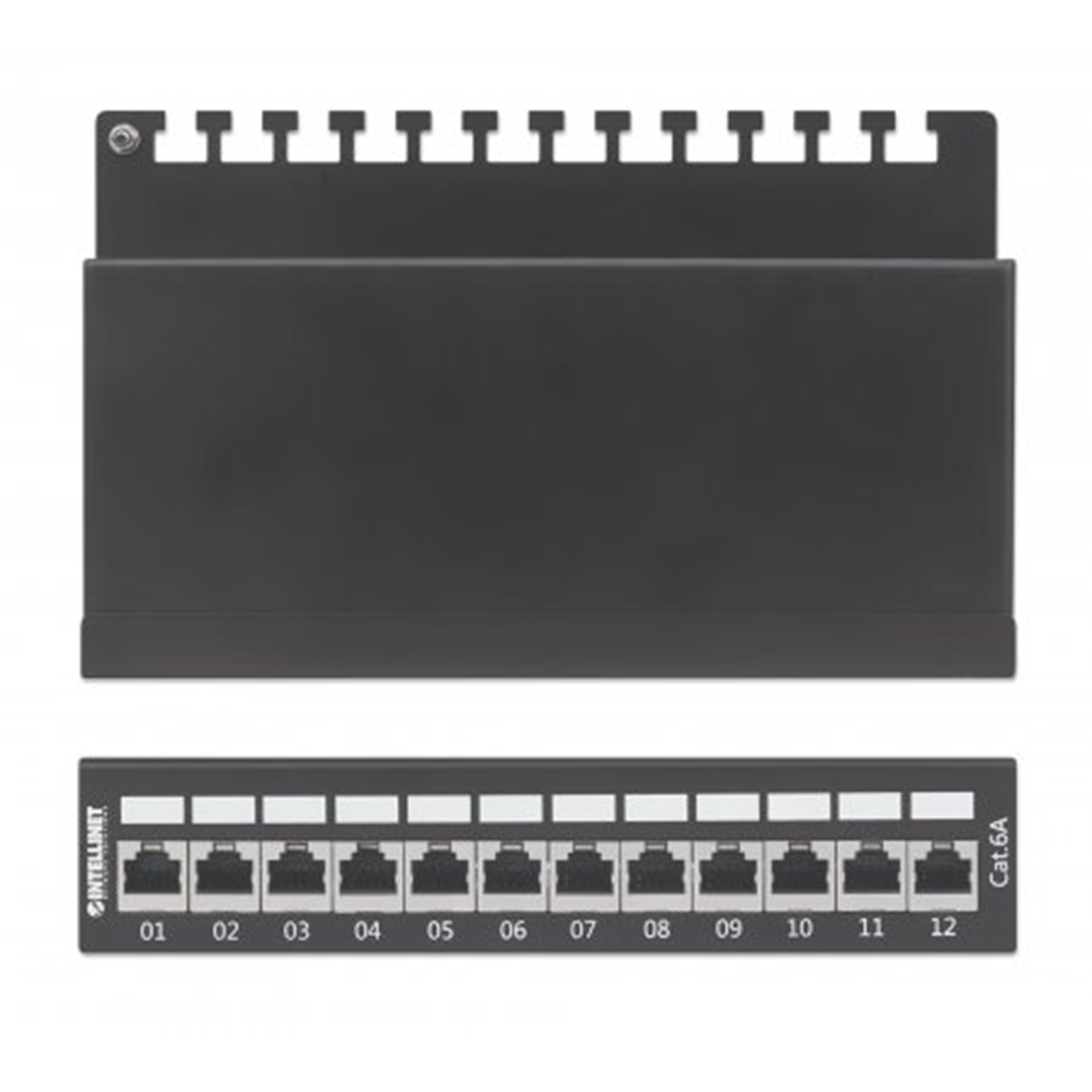 Cat6a Shielded Desktop Patch Panel Black, 128 (L) x 212 (W) x 44 (H) [mm]