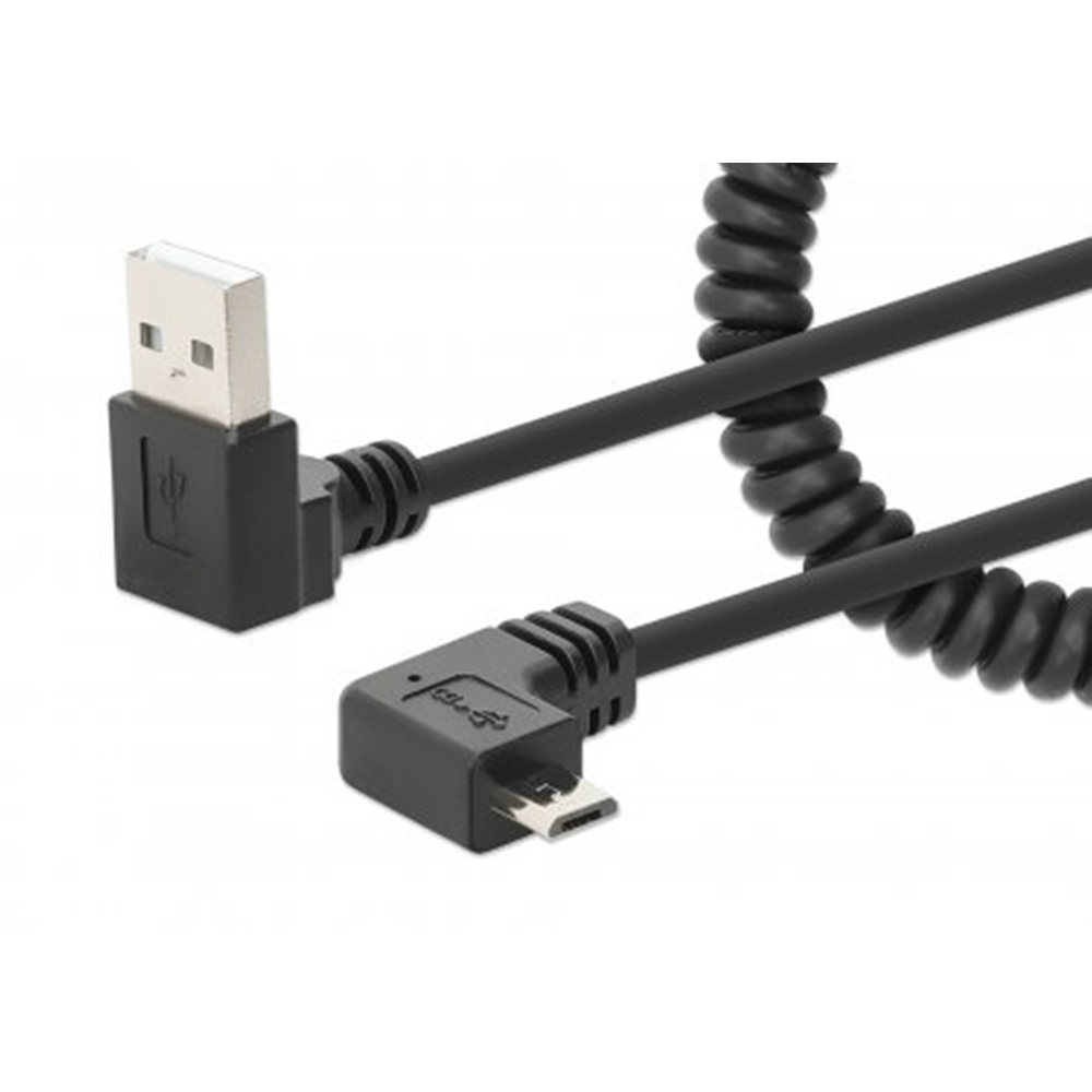 Coiled USB-A to Micro-USB Charging Cable
