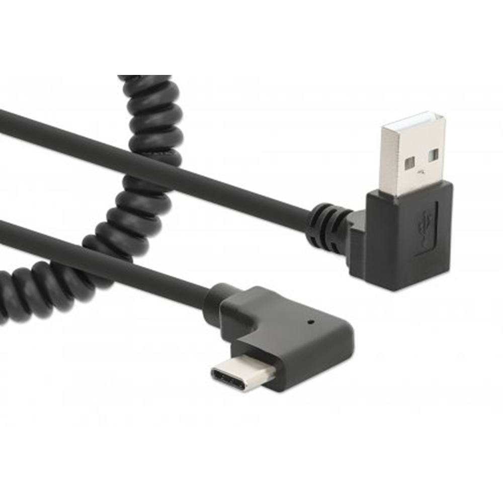 Coiled USB-A to USB-C Charging Cable