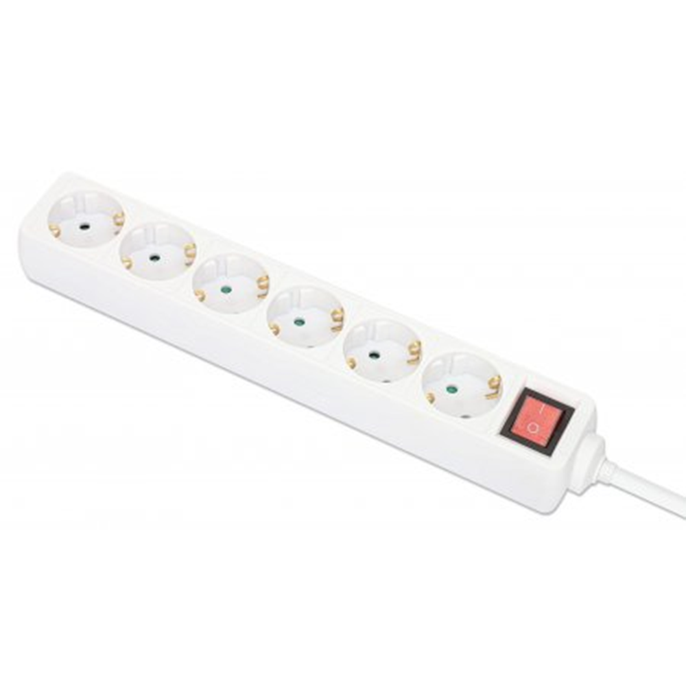EU Power Strip with 6 Outlets and Switch