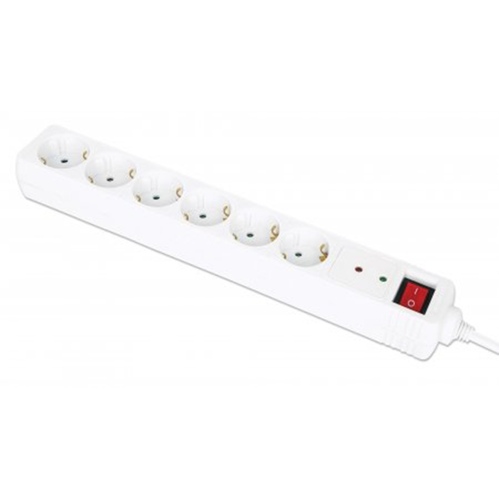 EU Power Strip with 6 Surge Protector Outlets and Switch