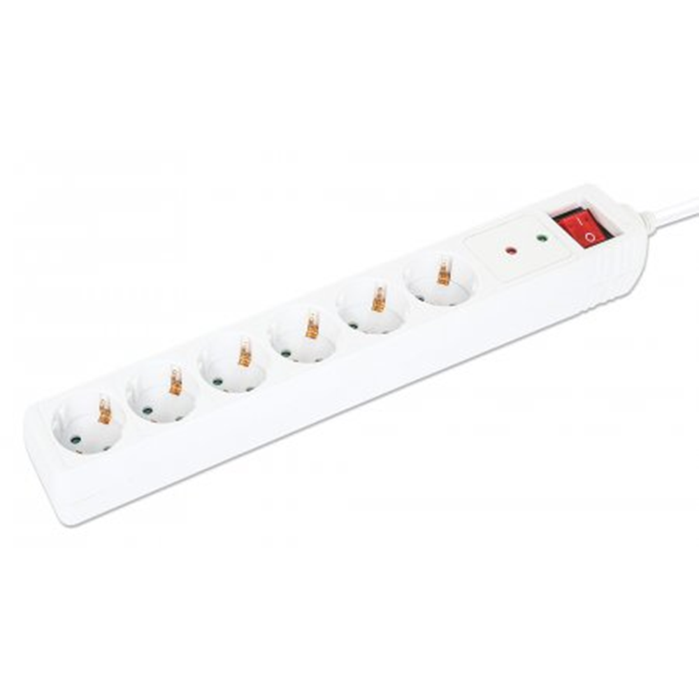 EU Power Strip with 6 Surge Protector Outlets and Switch