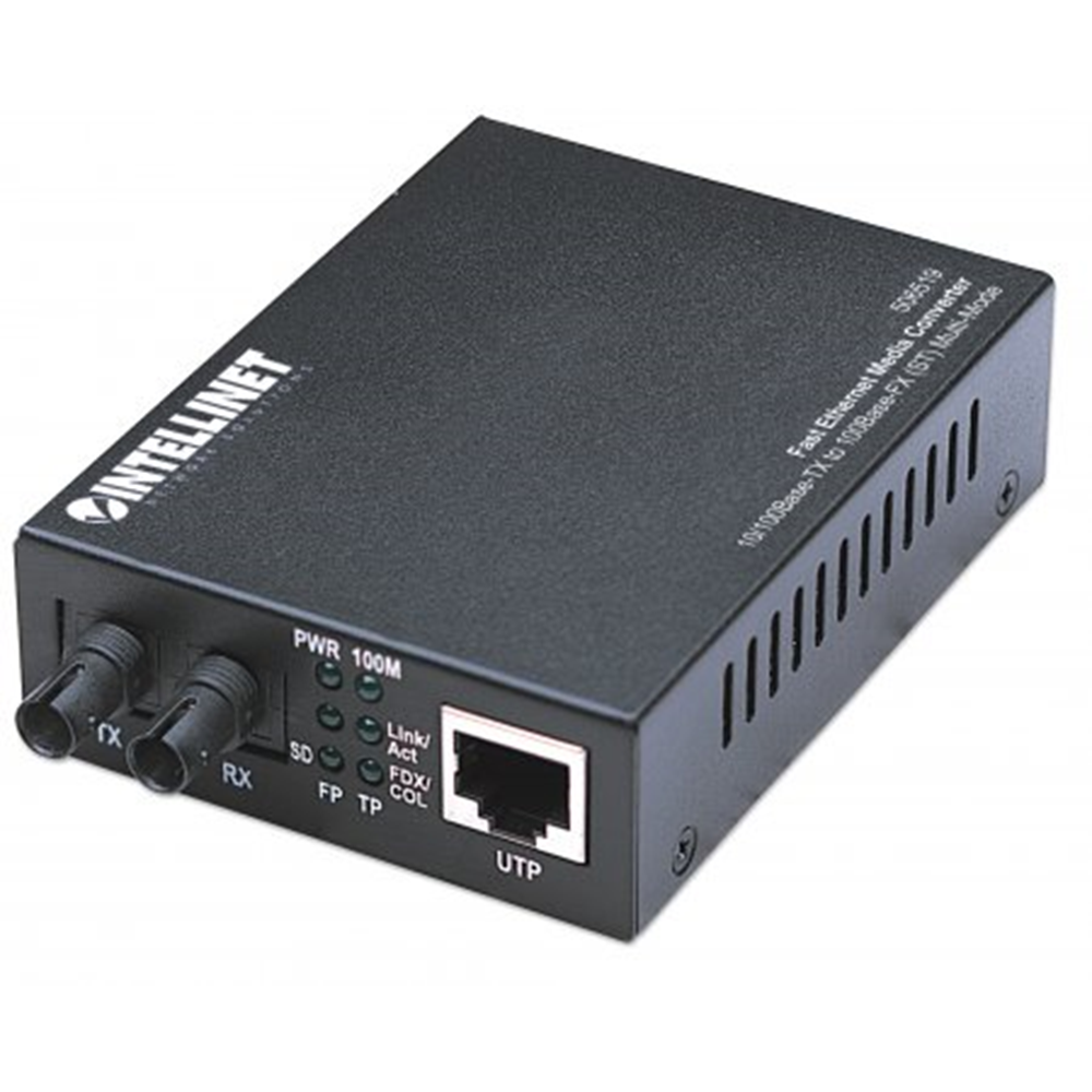 Fast Ethernet Media Converter, 10/100Base-TX to 100Base-FX (ST) Multi-Mode, 2 km (1.24 mi)