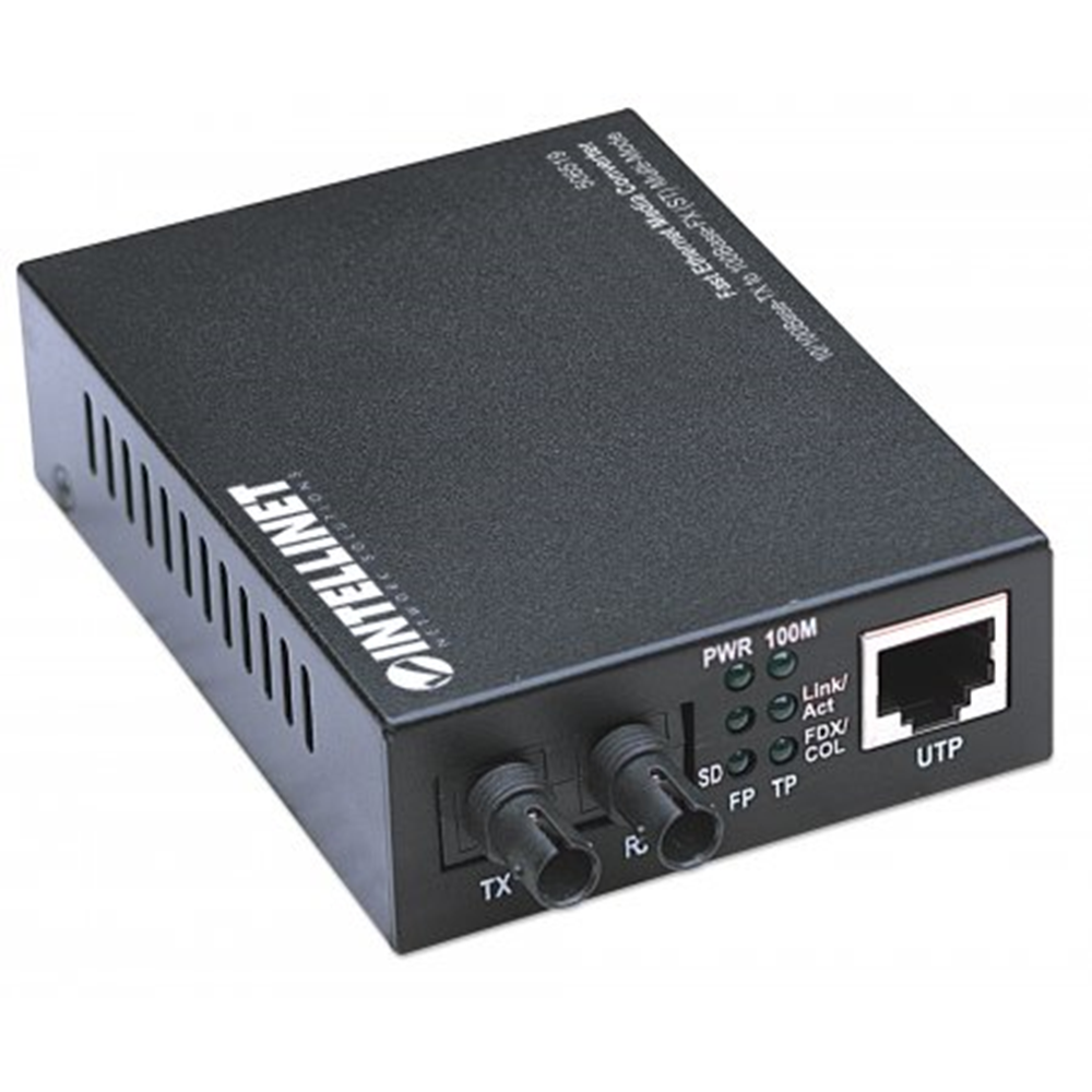 Fast Ethernet Media Converter, 10/100Base-TX to 100Base-FX (ST) Multi-Mode, 2 km (1.24 mi)