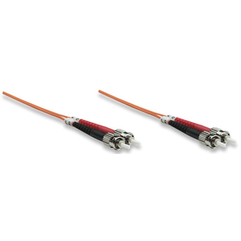 Fiber Optic Patch Cable, Duplex, Multimode, ST/ST, 50/125 µm, OM2, 1.0 m (3.0 ft.), Orange