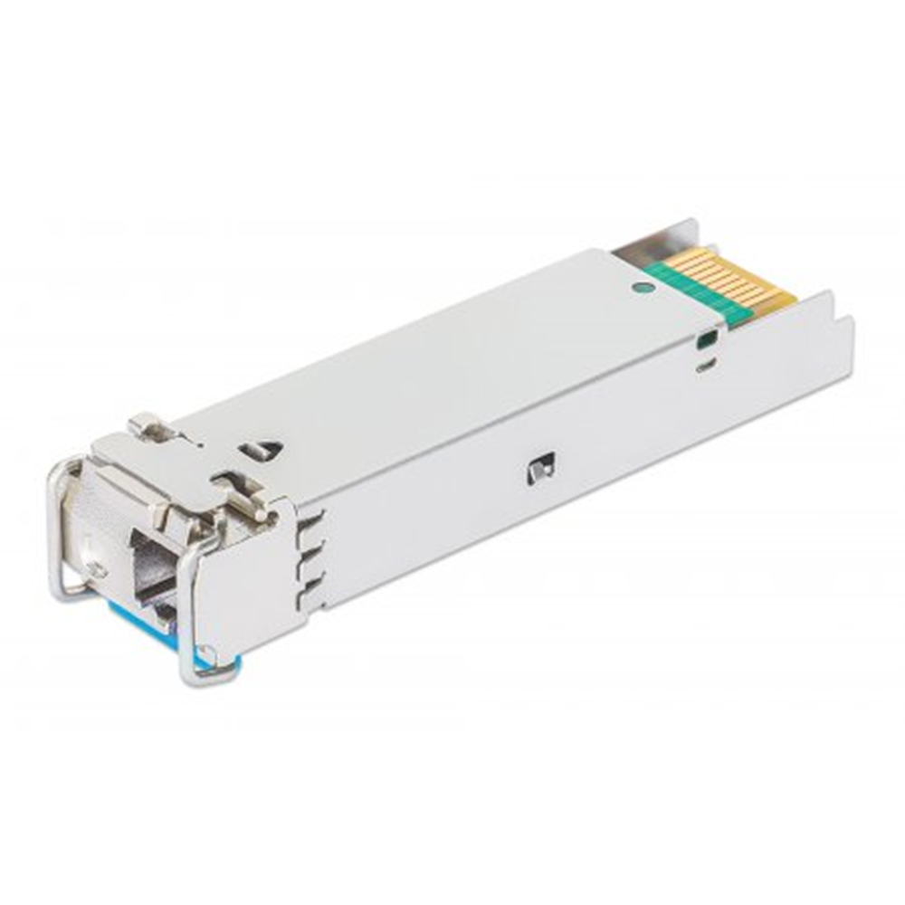 Gigabit Fiber WDM Bi-Directional SFP Optical Transceiver Module, 1000Base-BX-U (LC) Single-Mode Port, 40 km (25 mi.), BiDi WDM (RX1550/TX1310), MSA-co