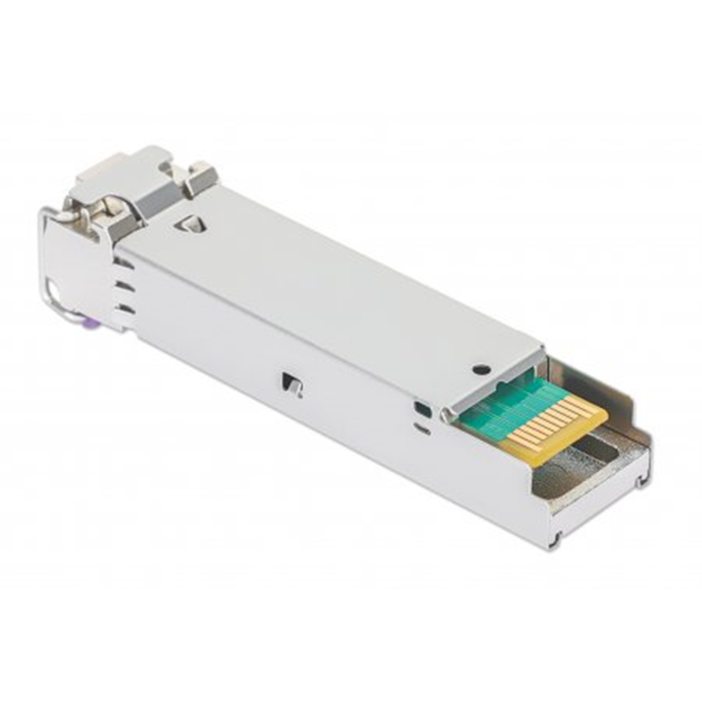 Gigabit Fiber WDM Bi-Directional SFP Optical Transceiver Module, 1000Base-BX-U (LC) Single-Mode Port, 120 km (75 mi.), BiDi WDM (RX1550/TX1490), MSA-c