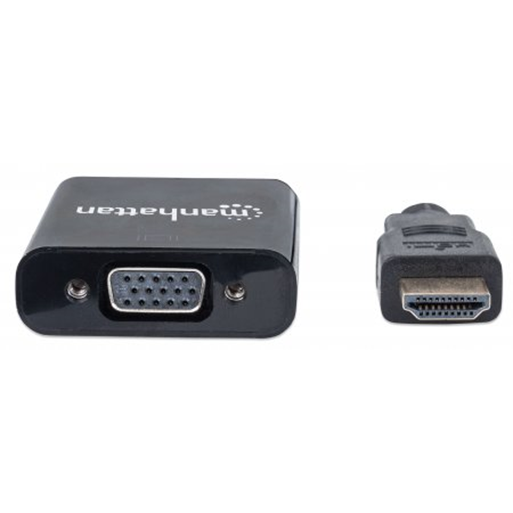 HDMI to VGA Converter, HDMI Male to VGA Female, Optional USB Micro-B Power Port, Black