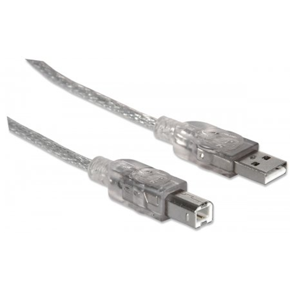 Hi-Speed USB B Device Cable Translucent Silver, 1.8 m