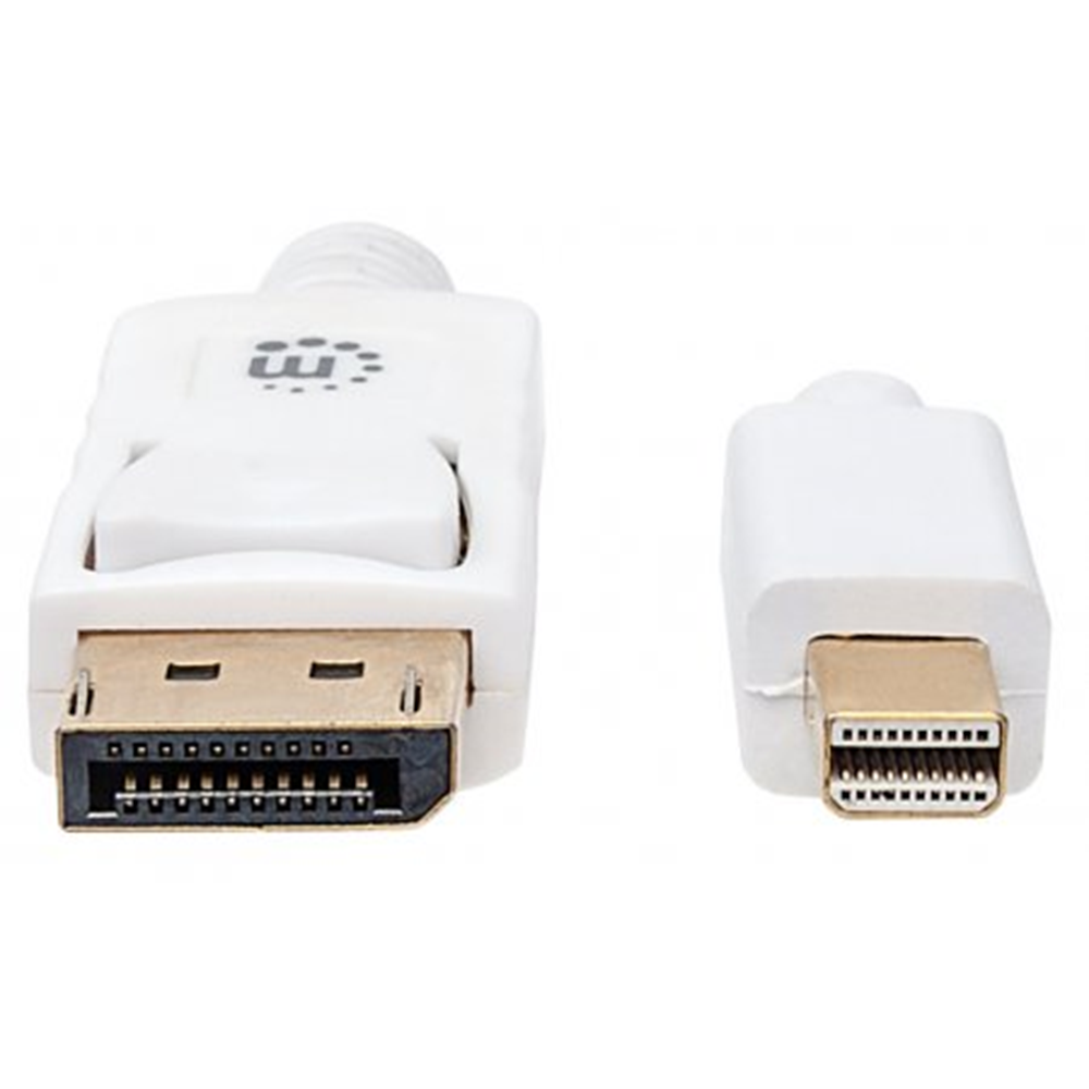 Mini DisplayPort Monitor Cable, Mini DisplayPort Male to DisplayPort Male, 2 m (6.6 ft.), White