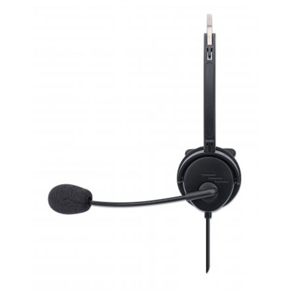 Mono USB Headset, Single-sided On-ear Design, Wired, USB-A Plug, In-line Volume Control, Adjustable Microphone, Black, Retail Box