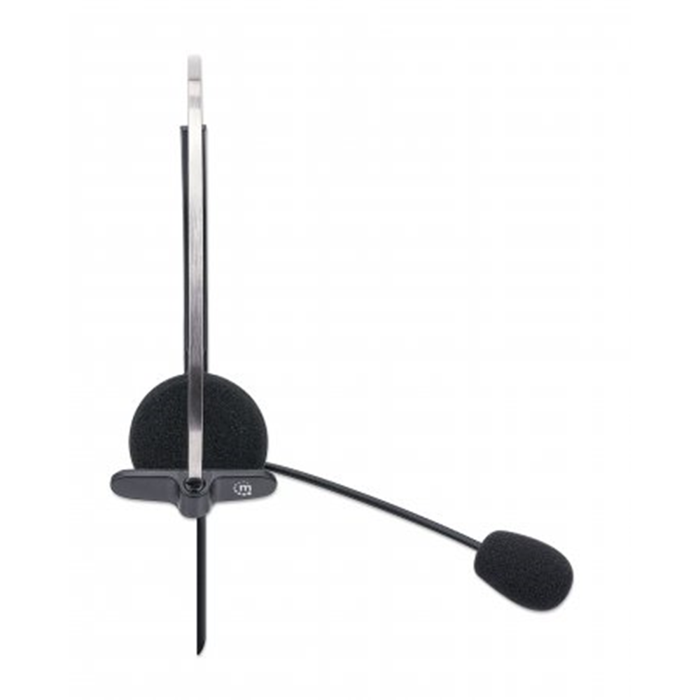 Mono USB Headset, Single-sided On-ear Design, Wired, USB-A Plug, In-line Volume Control, Adjustable Microphone, Black