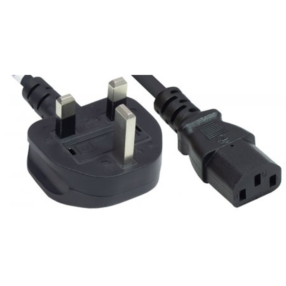 Power Cord UK 3-pin, C13 to BS1363 (UK plug), 1.8 m (6 ft.), 10 A, 250 V, Black