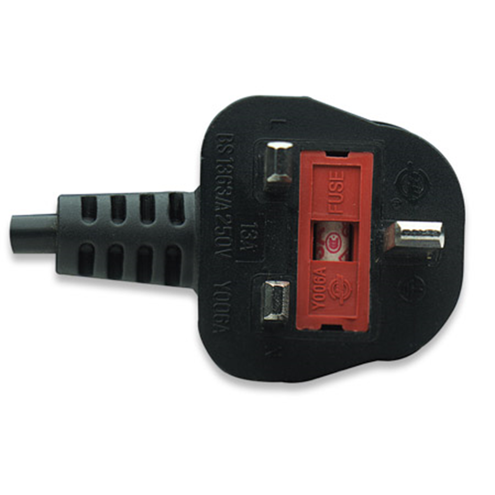 Power Cord UK 3-pin, C7 to BS 1363 (UK plug), 1.8 m (6 ft.), Black