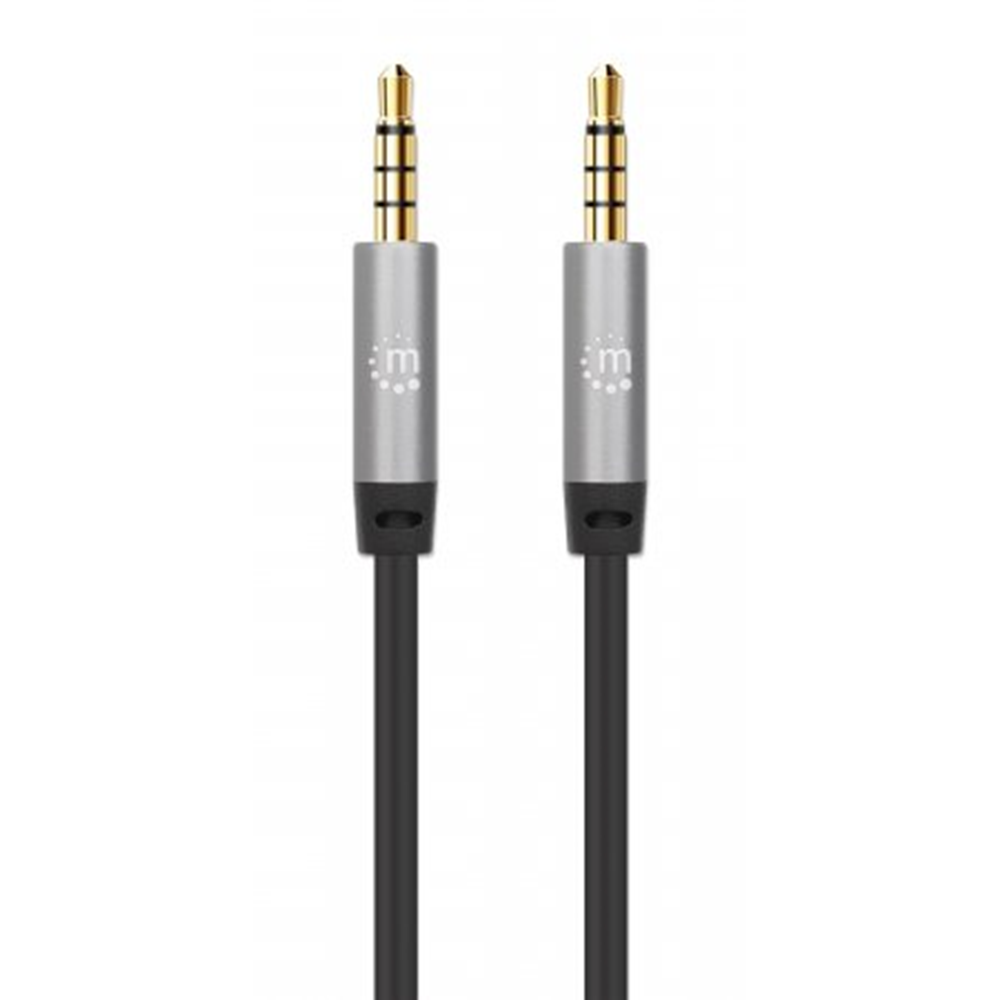 Stereo Audio Aux Cable Black/Silver, 3 (L) x 0.007 (W) x 0.007 (H) [m]