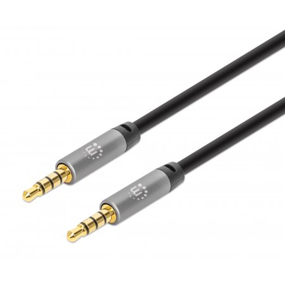 Stereo Audio Aux Cable Black/Silver, 5 (L) x 0.007 (W) x 0.007 (H) [m]