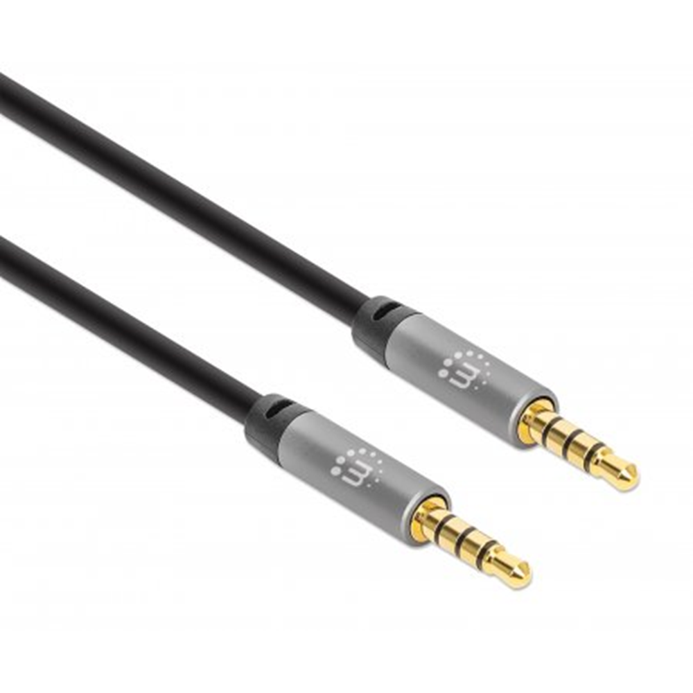 Stereo Audio Aux Cable Black/Silver, 5 (L) x 0.007 (W) x 0.007 (H) [m]