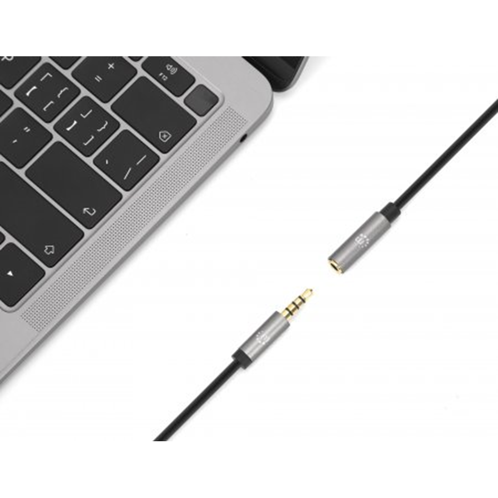 Stereo Audio Aux Extension Cable Black/Silver, 2 (L) x 0.007 (W) x 0.007 (H) [m]