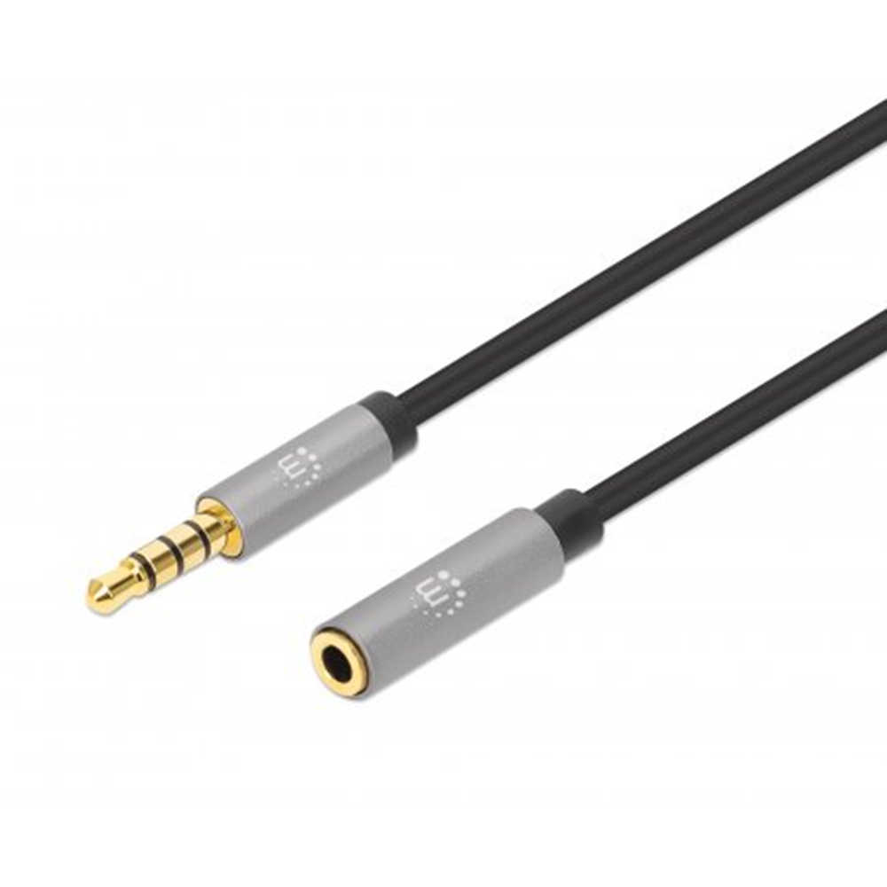 Stereo Audio Aux Extension Cable Black/Silver, 3 (L) x 0.007 (W) x 0.007 (H) [m]