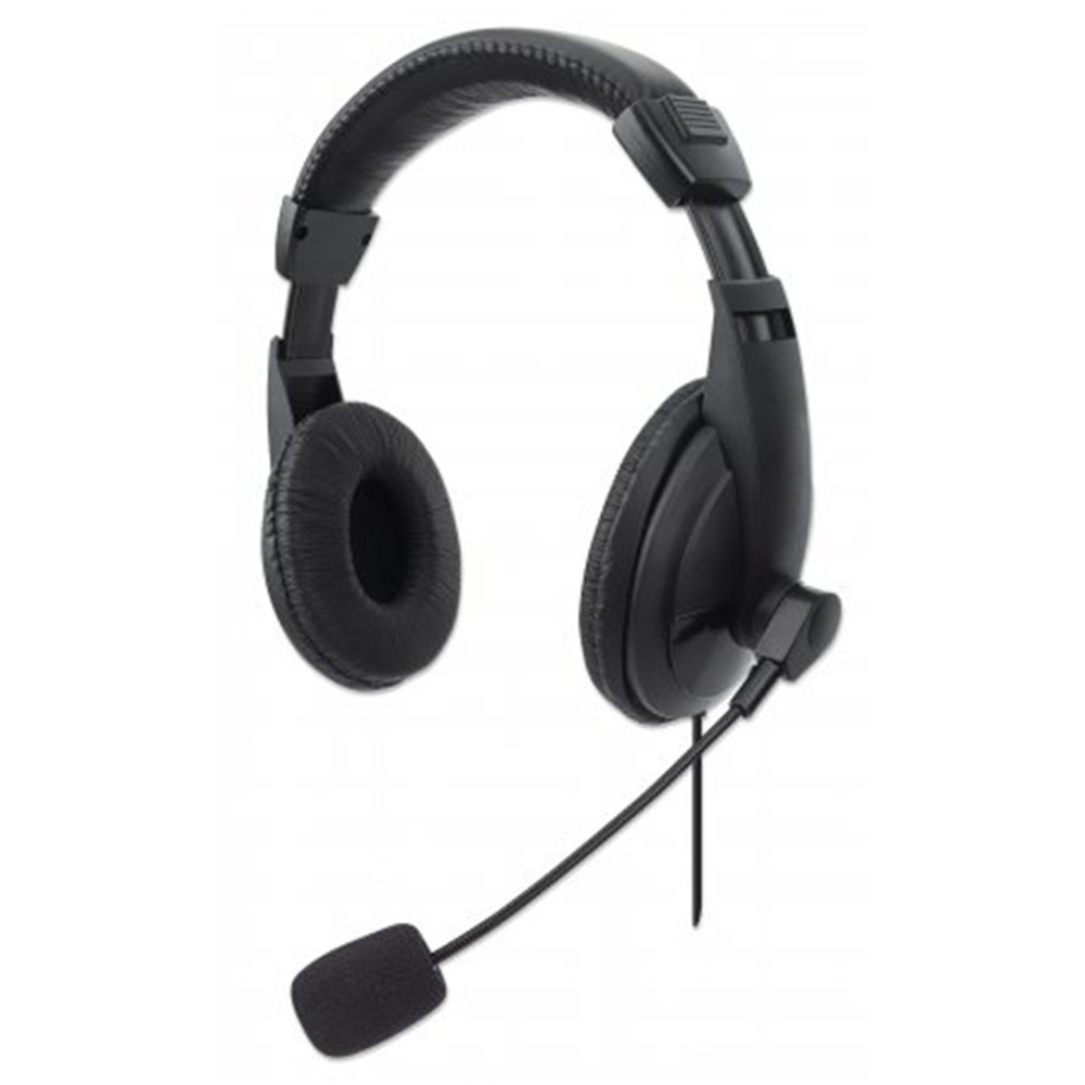 Stereo USB Headset, Lightweight Over-ear Design, Wired, USB-A Plug, Integrated Controls, Adjustable Microphone, Black, Retail Box