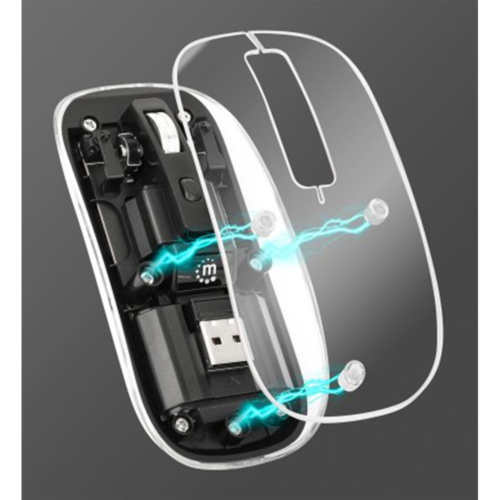 Transparent Rechargeable Wireless USB Mouse Clear/Black