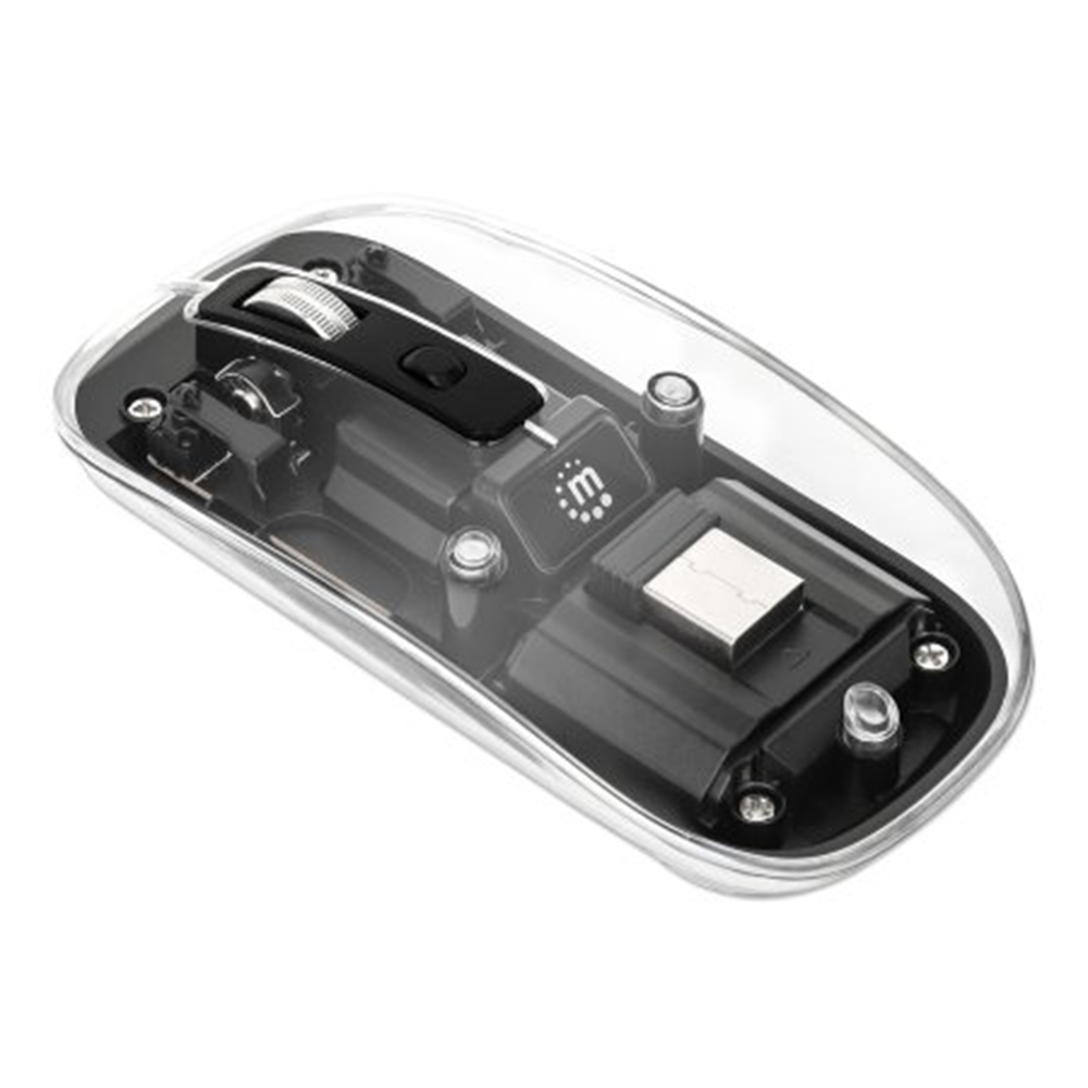 Transparent Rechargeable Wireless USB Mouse Clear/Black