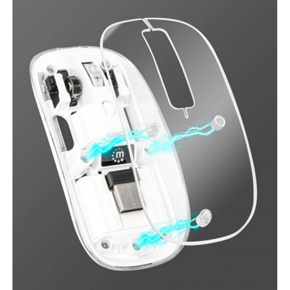 Transparent Rechargeable Wireless USB Mouse Clear/White