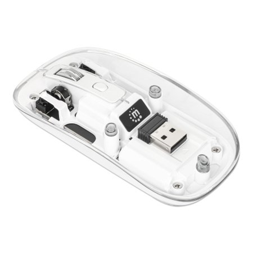 Transparent Rechargeable Wireless USB Mouse Clear/White