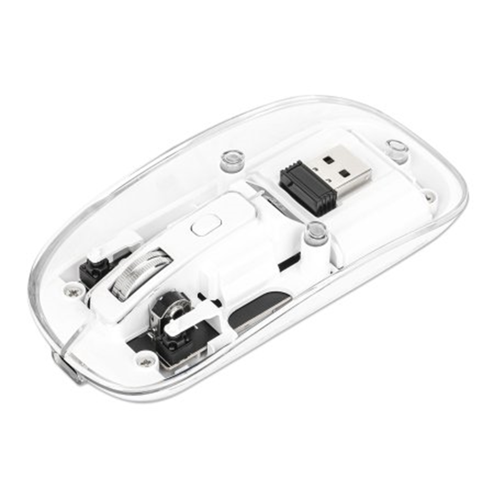 Transparent Rechargeable Wireless USB Mouse Clear/White