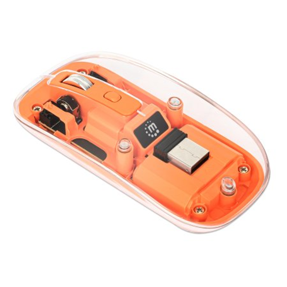 Transparent Rechargeable Wireless USB Mouse Clear/Orange