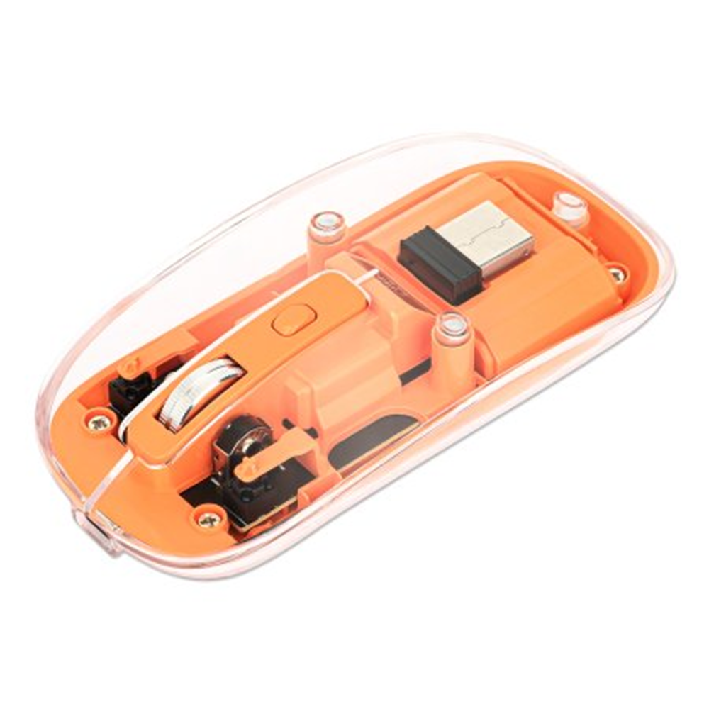 Transparent Rechargeable Wireless USB Mouse Clear/Orange