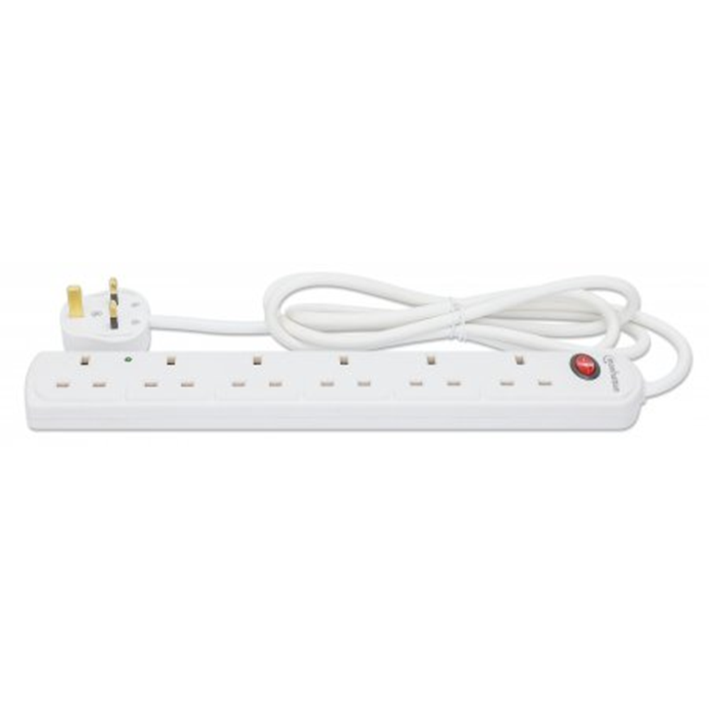 UK Power Strip with 6 Surge Protector Outlets and Switch