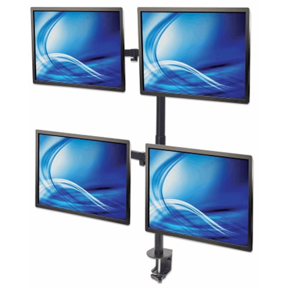 Universal Four Monitor Mount with Double-Link Swing Arms