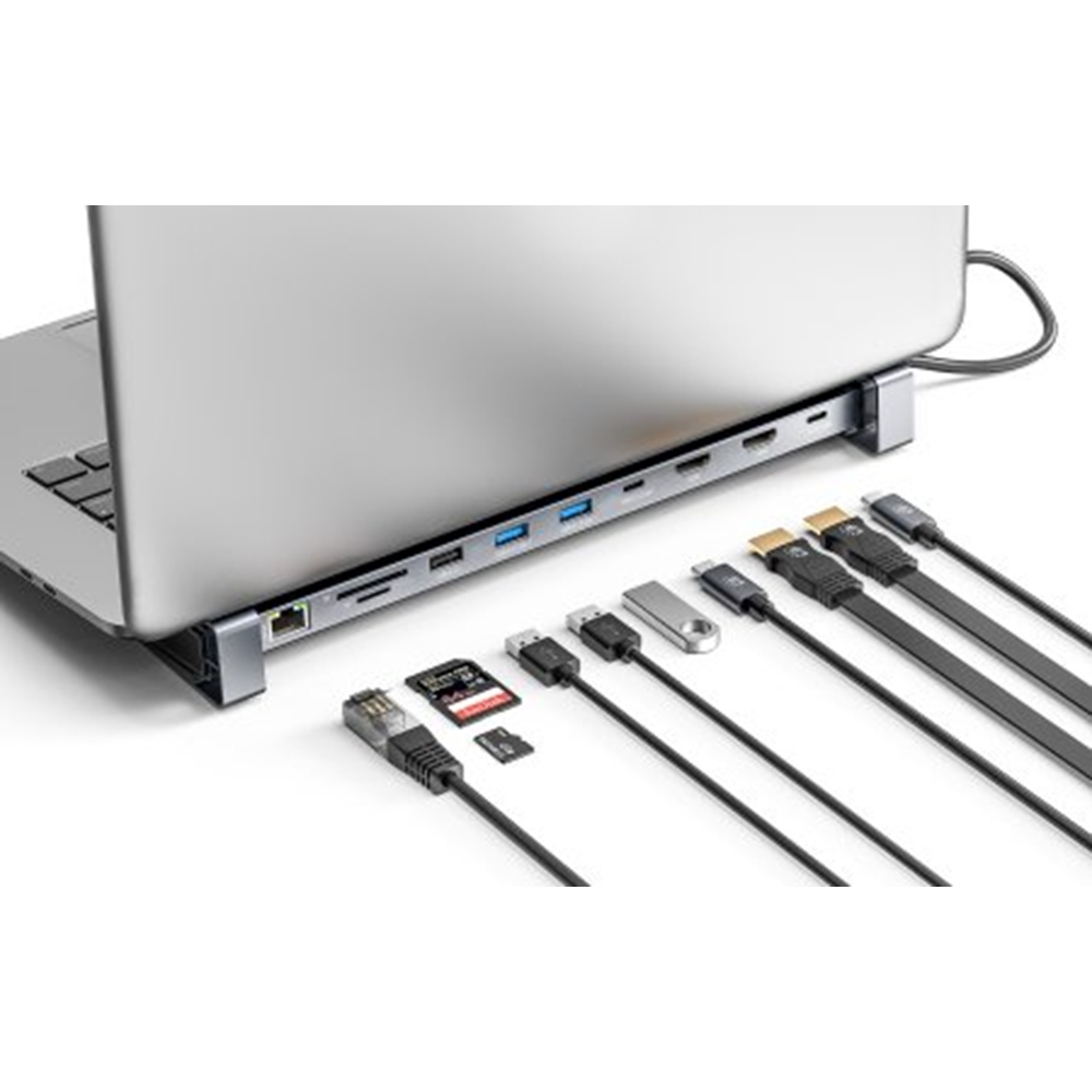 USB-C PD 10-in-1 Dual-HDMI Monitor Docking Station / Multiport Hub