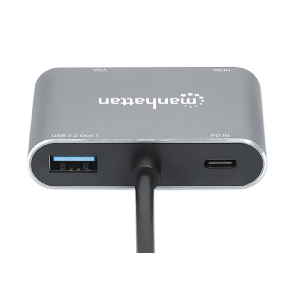 USB-C to HDMI & VGA 4-in-1 Docking Converter with Power Delivery